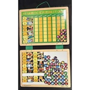 Melissa & Doug Magnetic Responsibility Chart Kids Green Wood